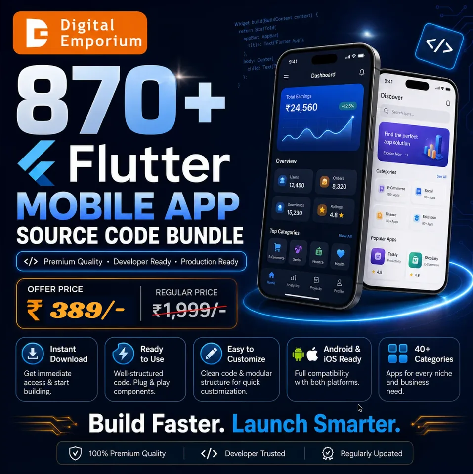 870+ Flutter Mobile App Source Code Bundle preview 1