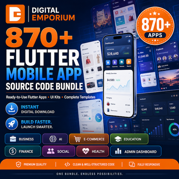 870+ Flutter Mobile App Source Code Bundle