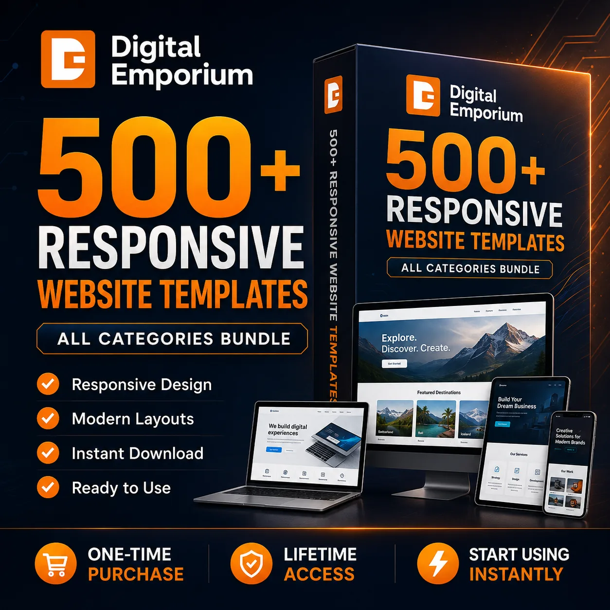 500+ Responsive Website Templates Bundle (All Categories) preview 1